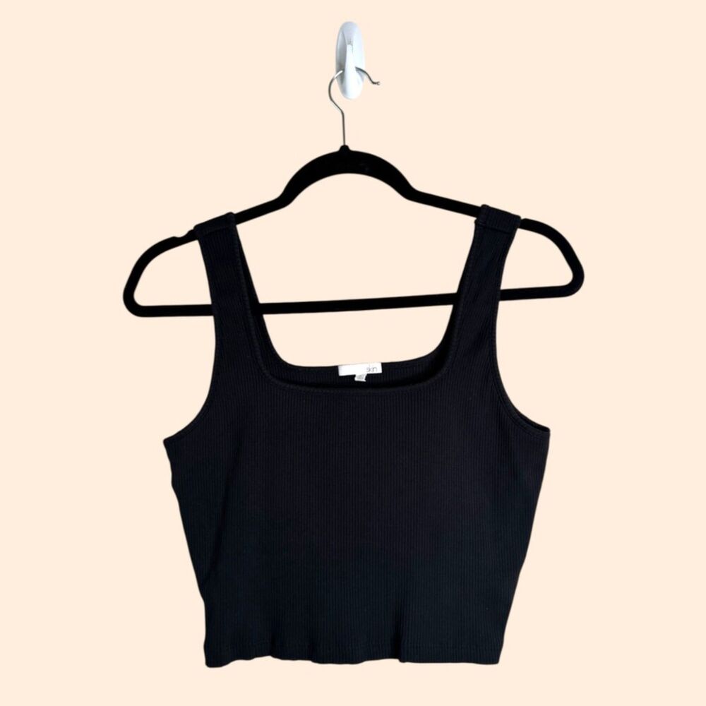 Skin Black Ribbed Crop Tank Top